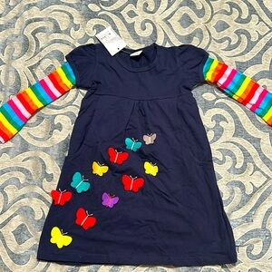 Toddler 3-4year long sleeve rainbow dress with butterflies